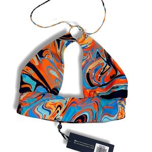 70s Retro Halter Top Orange Swirl | White Fox Boutique | Size Medium